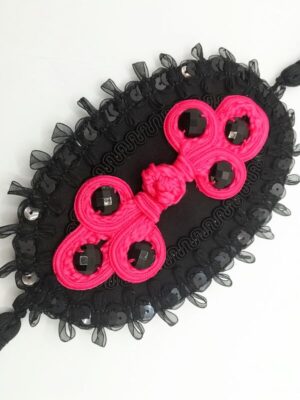 HOMBRERA NEGRA TREBOL ROSA